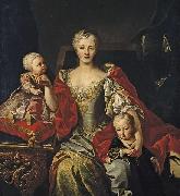 Martin van Meytens Portrait of Polyxena Christina of Hesse-Rotenburg with her two oldest children, the future Victor Amadeus III and Princess Eleonora oil painting
